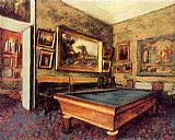 Edgar Degas Famous Paintings - The Billiard Room at Menil-Hubert